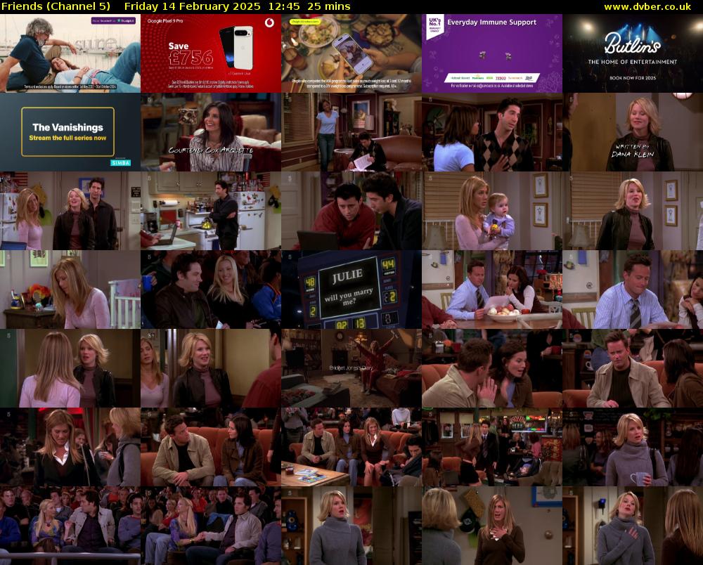 Friends (Channel 5) Friday 14 February 2025 12:45 - 13:10