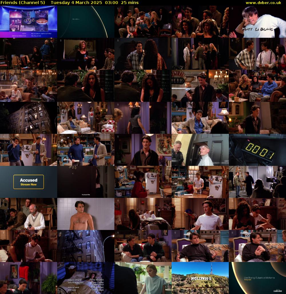 Friends (Channel 5) Tuesday 4 March 2025 03:00 - 03:25