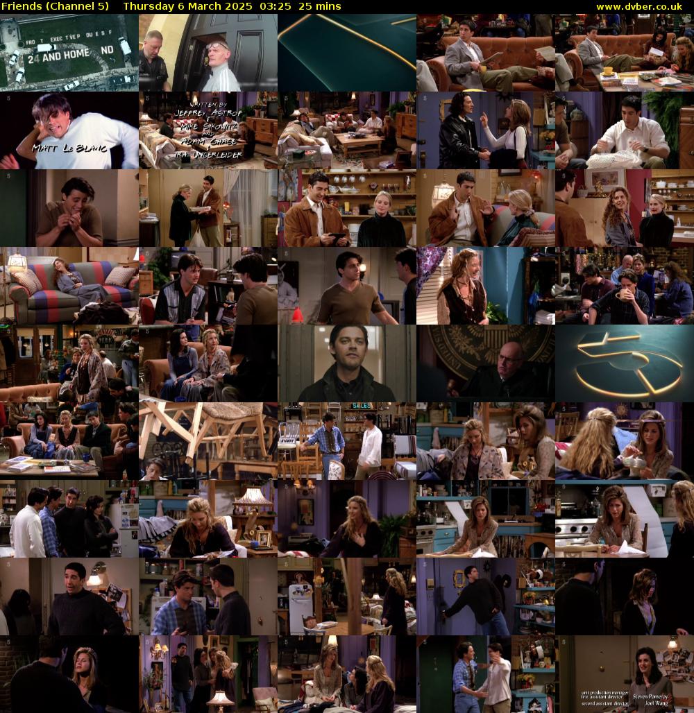 Friends (Channel 5) Thursday 6 March 2025 03:25 - 03:50