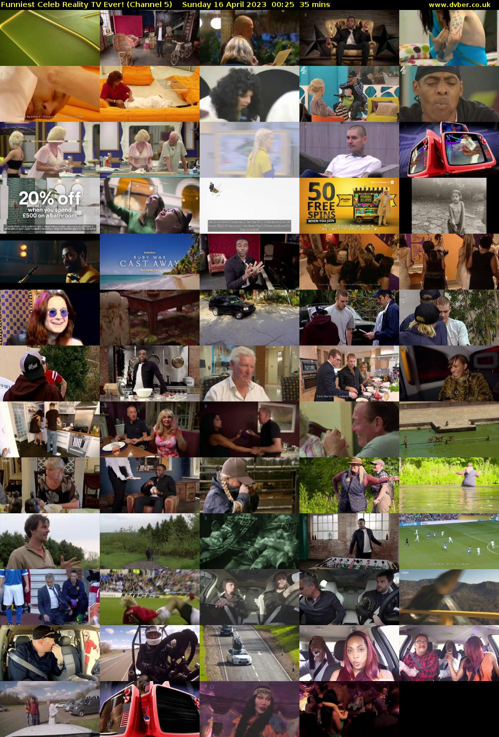 Funniest Celeb Reality TV Ever! (Channel 5) Sunday 16 April 2023 00:25 - 01:00