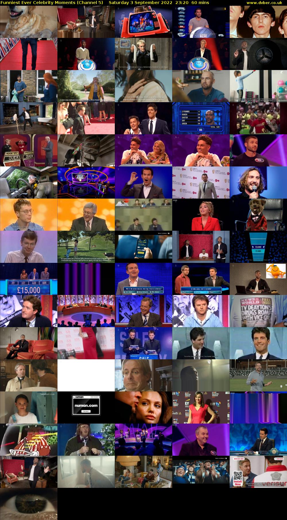 Funniest Ever Celebrity Moments (Channel 5) Saturday 3 September 2022 23:20 - 00:20