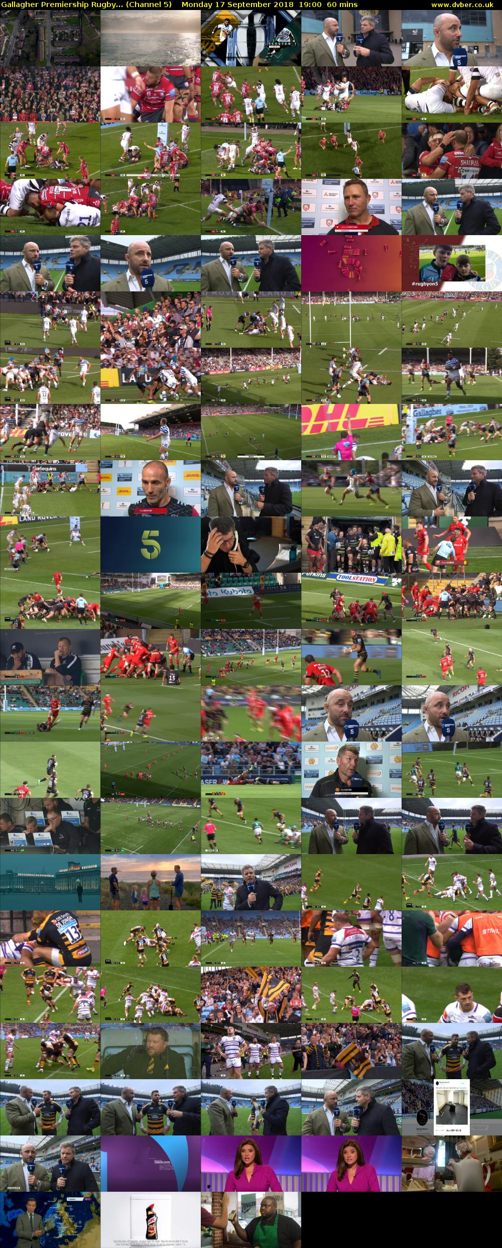 Gallagher Premiership Rugby... (Channel 5) Monday 17 September 2018 19:00 - 20:00