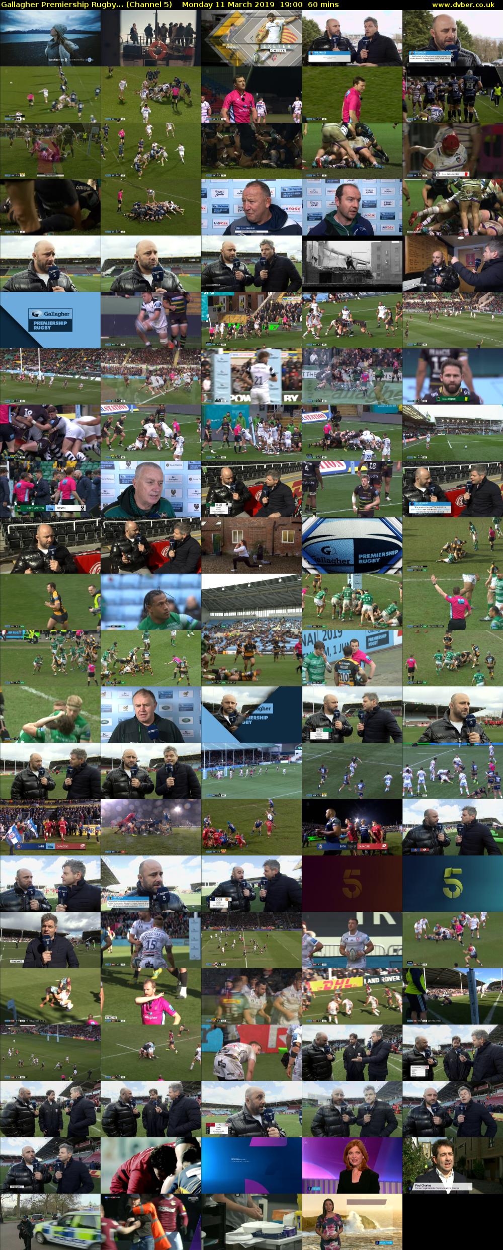 Gallagher Premiership Rugby... (Channel 5) Monday 11 March 2019 19:00 - 20:00