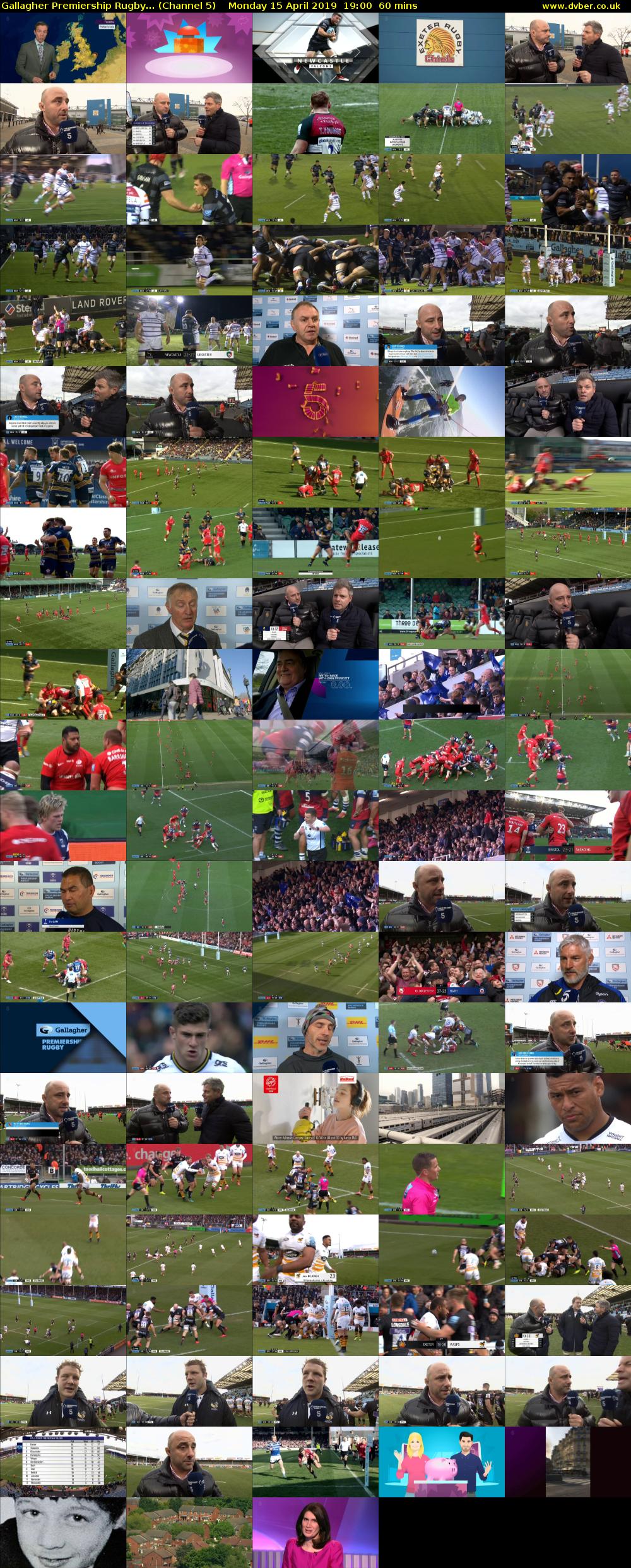 Gallagher Premiership Rugby... (Channel 5) Monday 15 April 2019 19:00 - 20:00