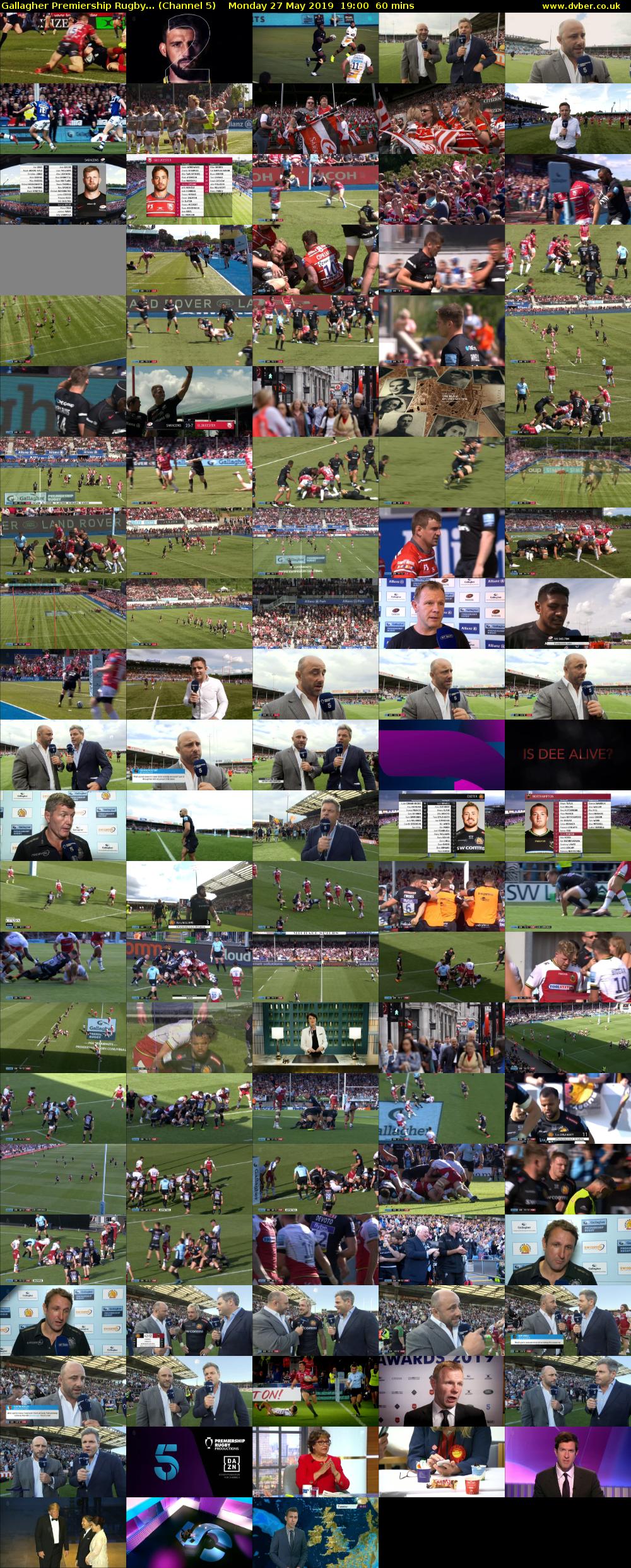 Gallagher Premiership Rugby... (Channel 5) Monday 27 May 2019 19:00 - 20:00