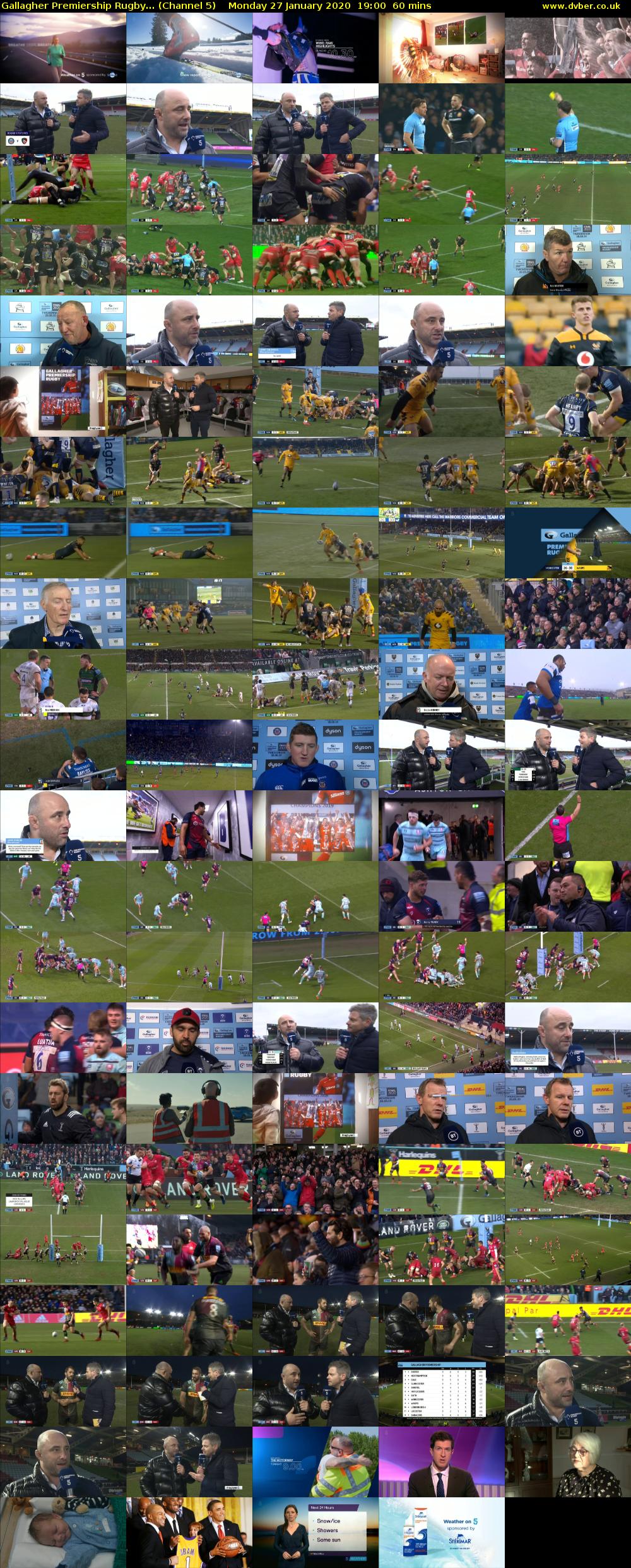 Gallagher Premiership Rugby... (Channel 5) Monday 27 January 2020 19:00 - 20:00