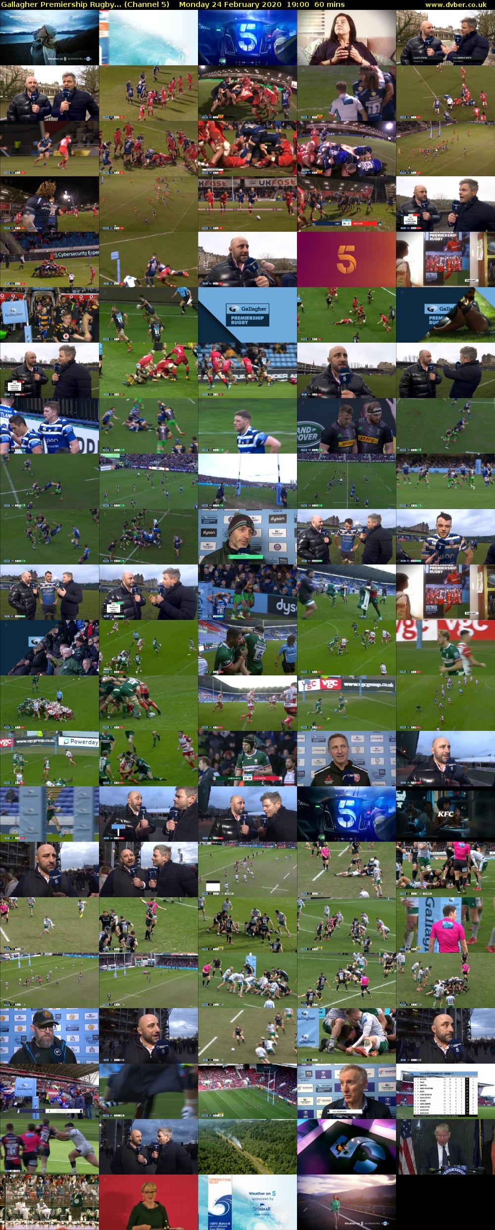 Gallagher Premiership Rugby... (Channel 5) Monday 24 February 2020 19:00 - 20:00