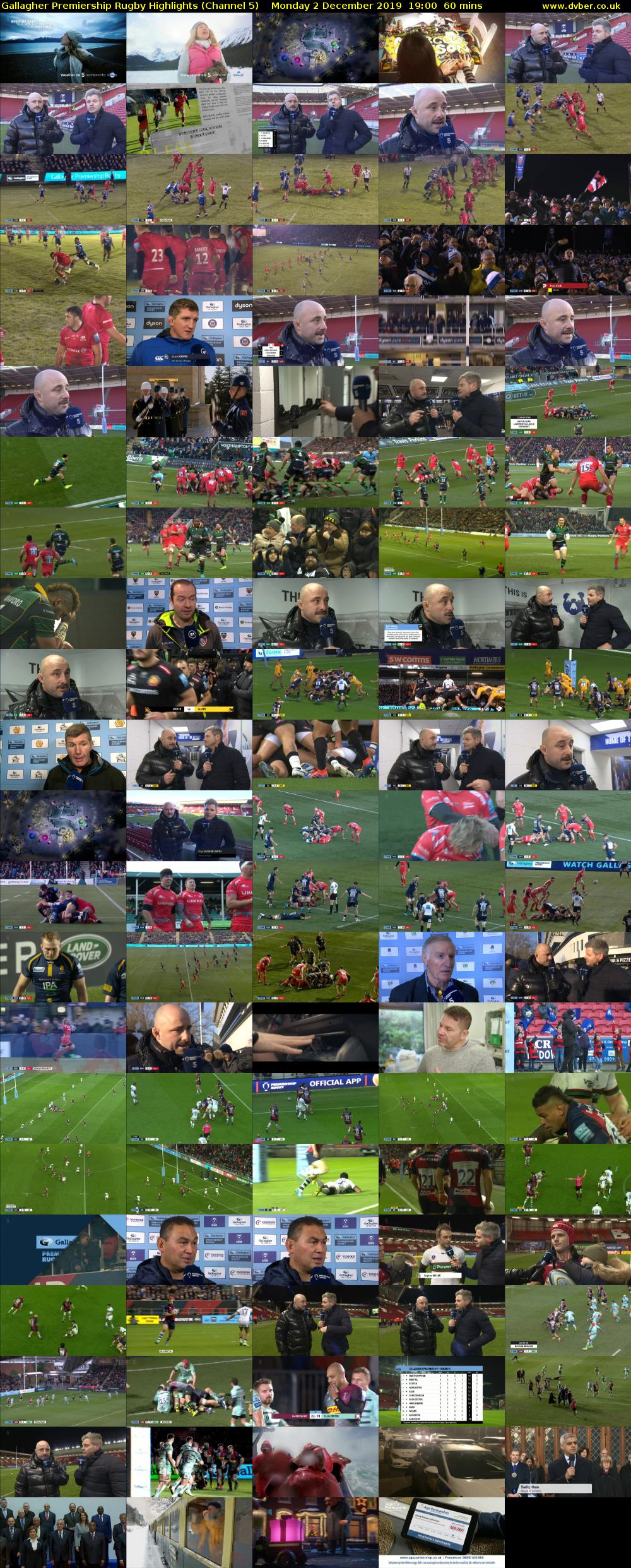 Gallagher Premiership Rugby Highlights (Channel 5) Monday 2 December 2019 19:00 - 20:00