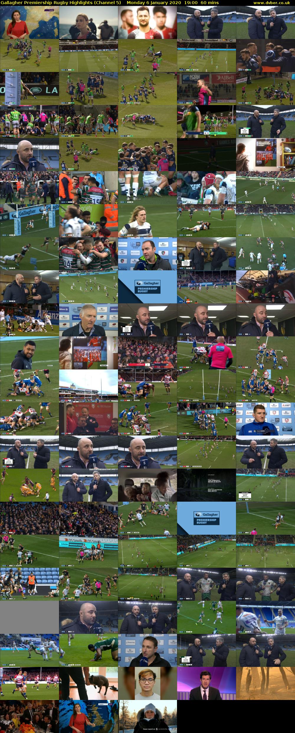 Gallagher Premiership Rugby Highlights (Channel 5) Monday 6 January 2020 19:00 - 20:00