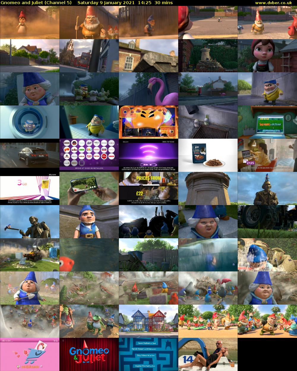 Gnomeo and Juliet (Channel 5) Saturday 9 January 2021 14:25 - 14:55