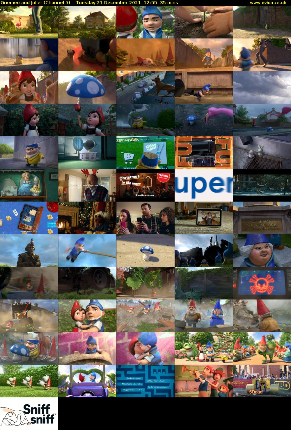 Gnomeo and Juliet (Channel 5) Tuesday 21 December 2021 12:55 - 13:30
