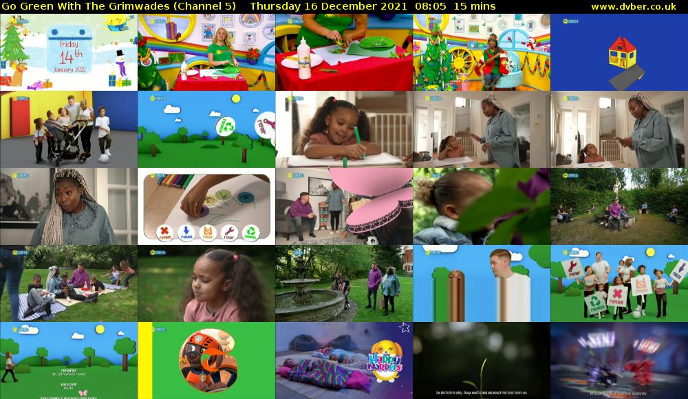 Go Green With The Grimwades (Channel 5) Thursday 16 December 2021 08:05 - 08:20