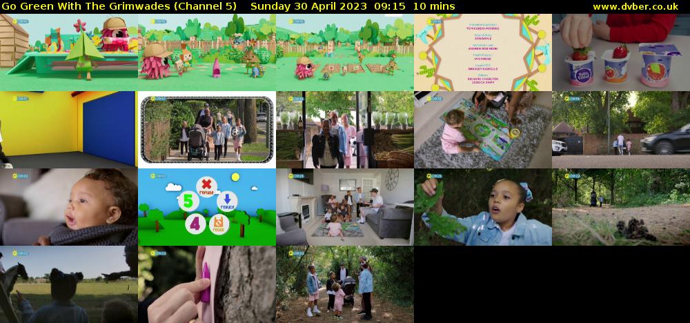Go Green With The Grimwades (Channel 5) Sunday 30 April 2023 09:15 - 09:25