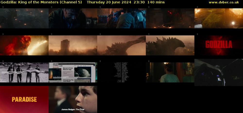 Godzilla: King of The Monsters (Channel 5) Thursday 20 June 2024 23:30 - 01:50