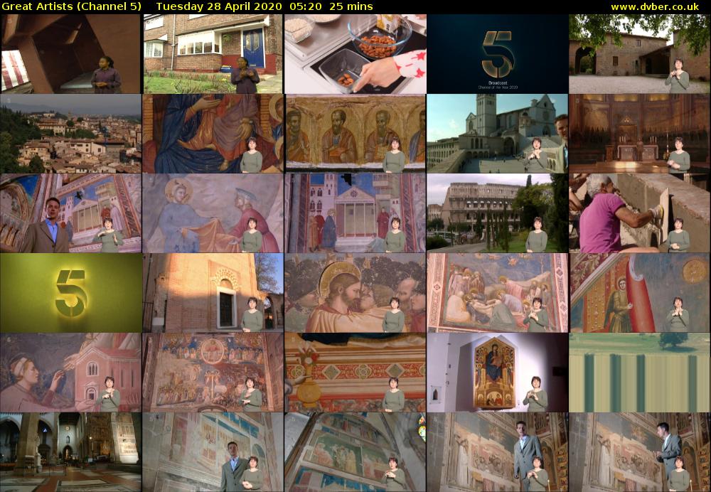 Great Artists (Channel 5) Tuesday 28 April 2020 05:20 - 05:45