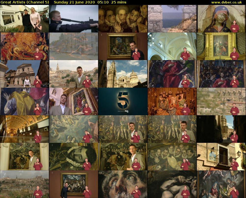 Great Artists (Channel 5) Sunday 21 June 2020 05:10 - 05:35