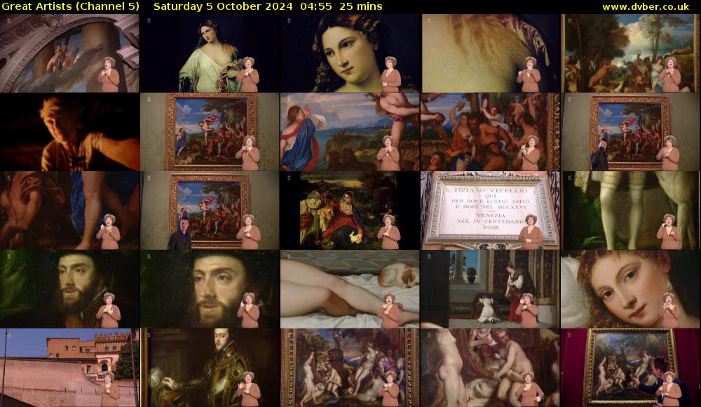 Great Artists (Channel 5) Saturday 5 October 2024 04:55 - 05:20