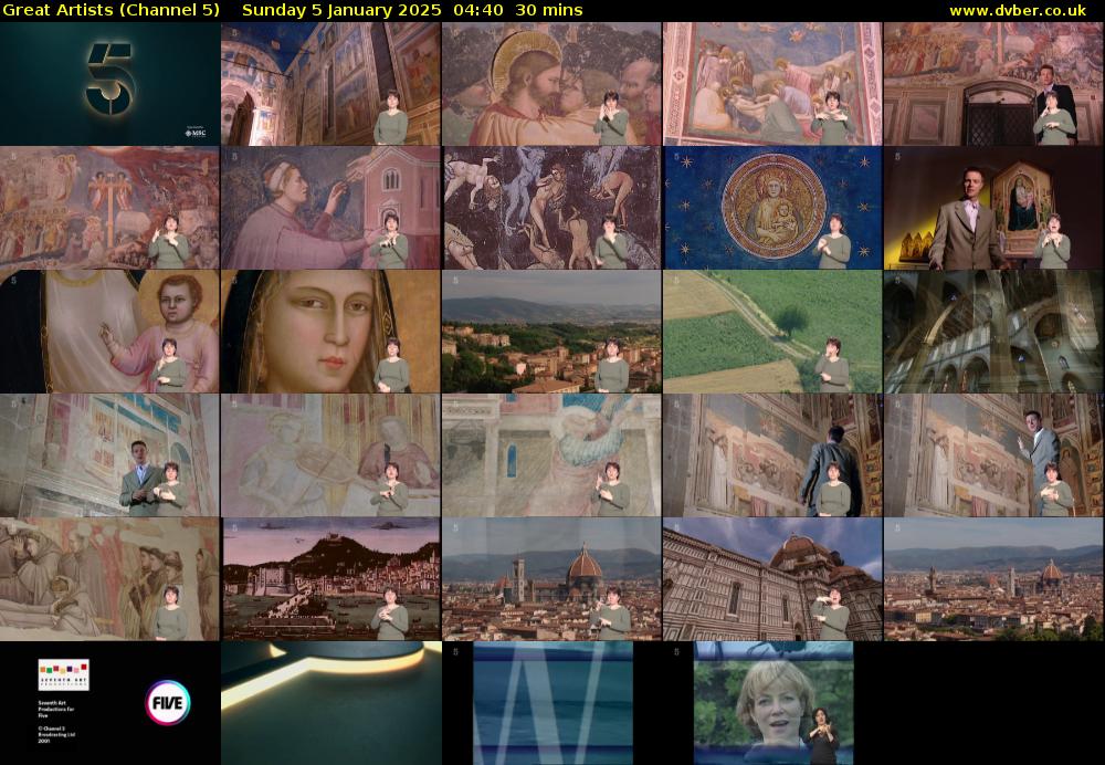 Great Artists (Channel 5) Sunday 5 January 2025 04:40 - 05:10
