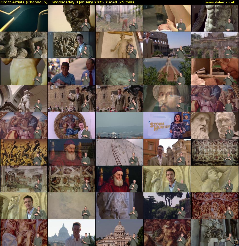 Great Artists (Channel 5) Wednesday 8 January 2025 04:40 - 05:05