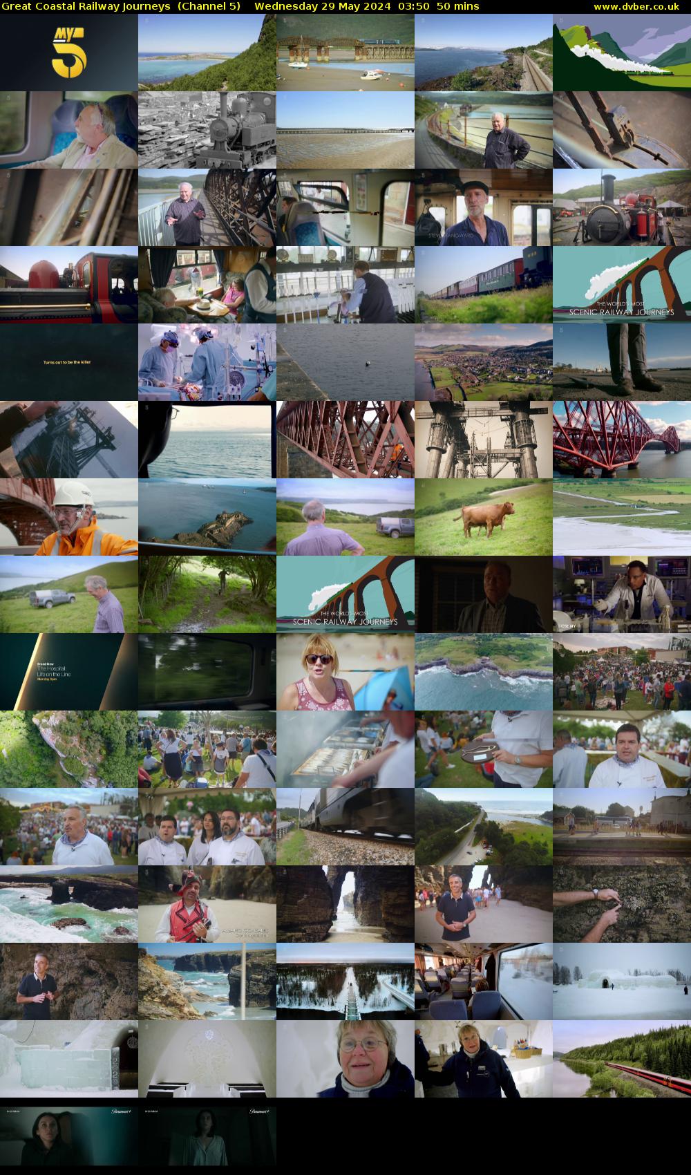 Great Coastal Railway Journeys  (Channel 5) Wednesday 29 May 2024 03:50 - 04:40
