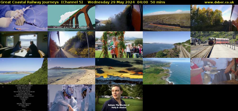 Great Coastal Railway Journeys  (Channel 5) Wednesday 29 May 2024 04:00 - 04:50
