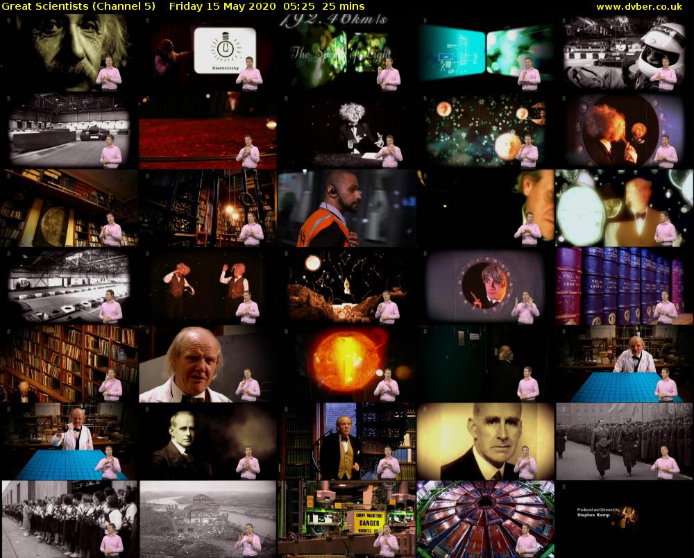 Great Scientists (Channel 5) Friday 15 May 2020 05:25 - 05:50