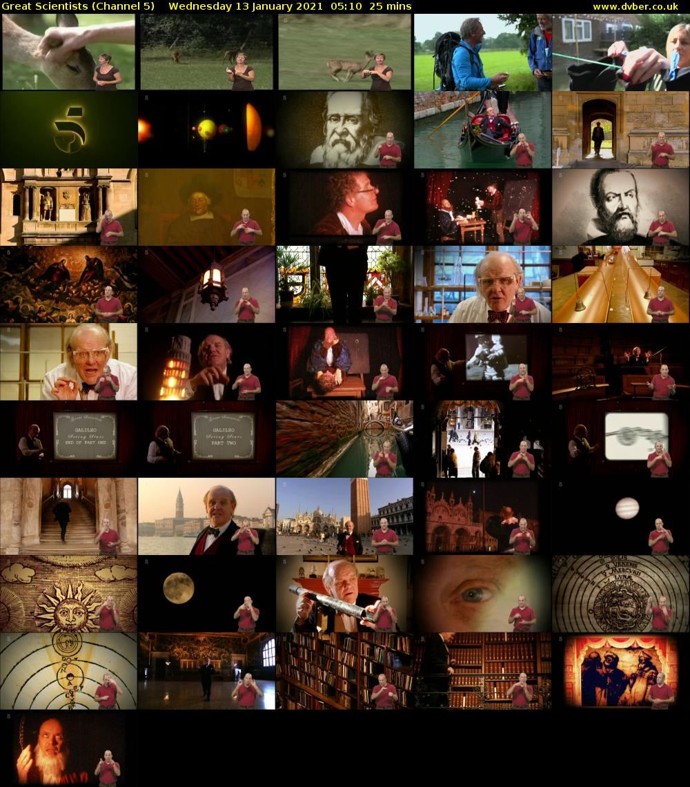 Great Scientists (Channel 5) Wednesday 13 January 2021 05:10 - 05:35