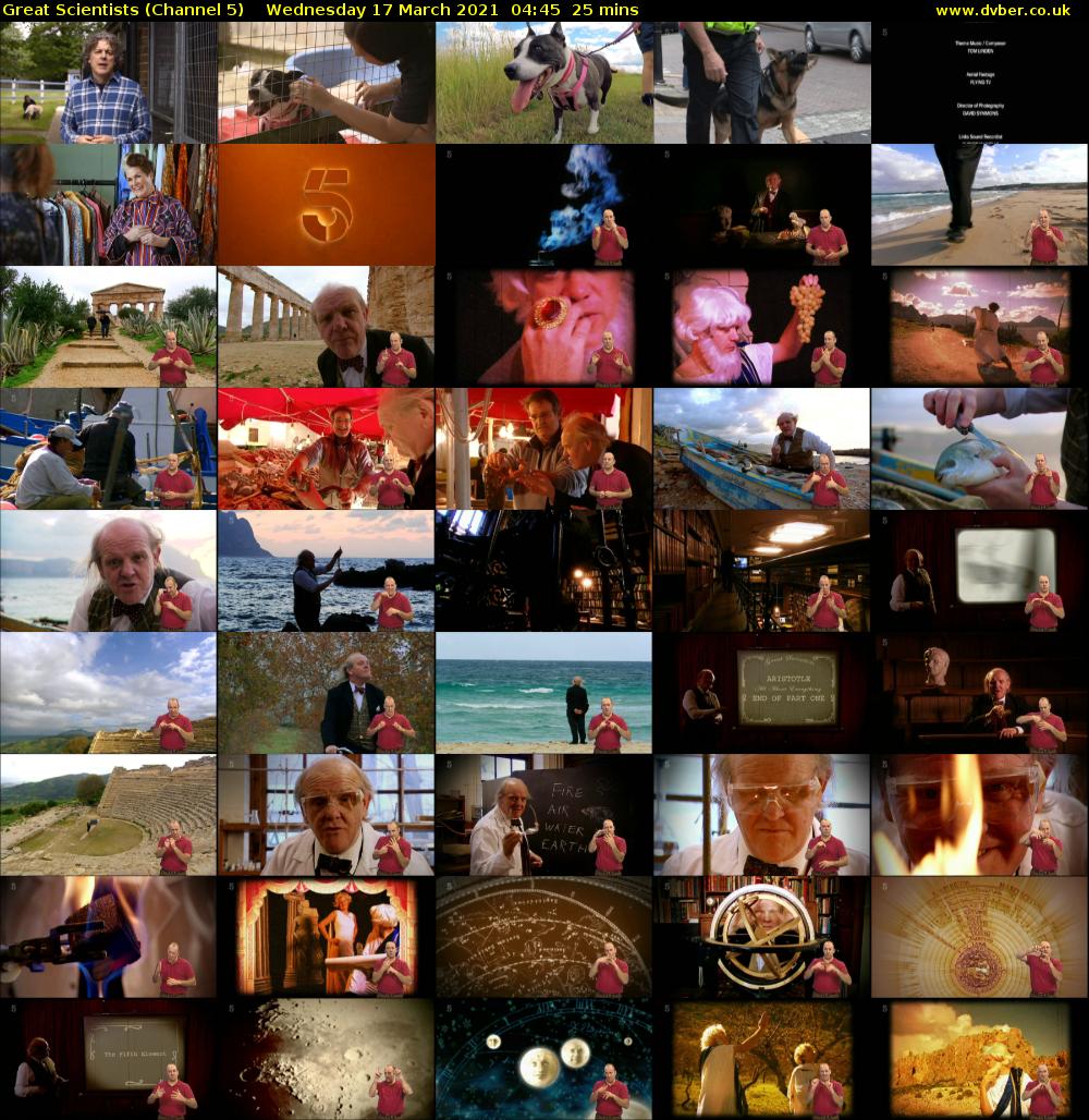 Great Scientists (Channel 5) Wednesday 17 March 2021 04:45 - 05:10