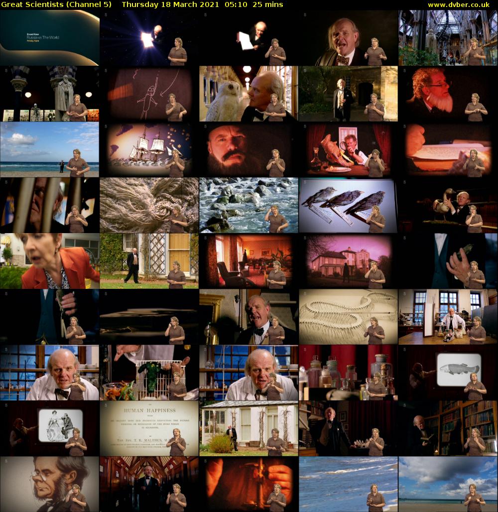 Great Scientists (Channel 5) Thursday 18 March 2021 05:10 - 05:35