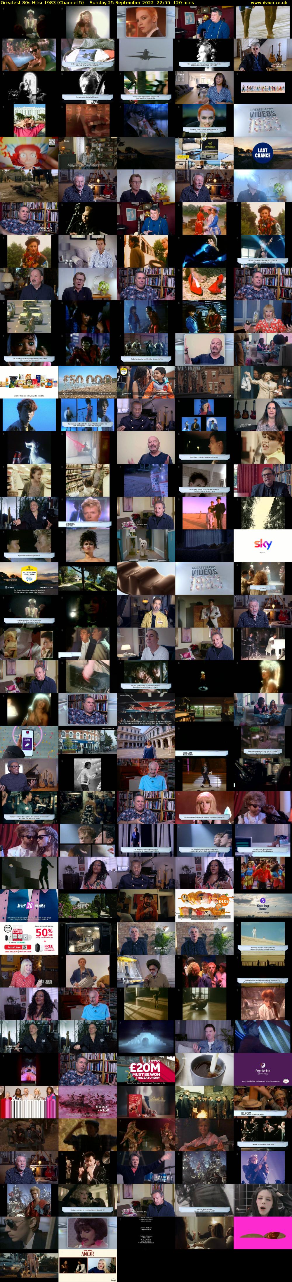 Greatest 80s Hits: 1983 (Channel 5) Sunday 25 September 2022 22:55 - 00:55