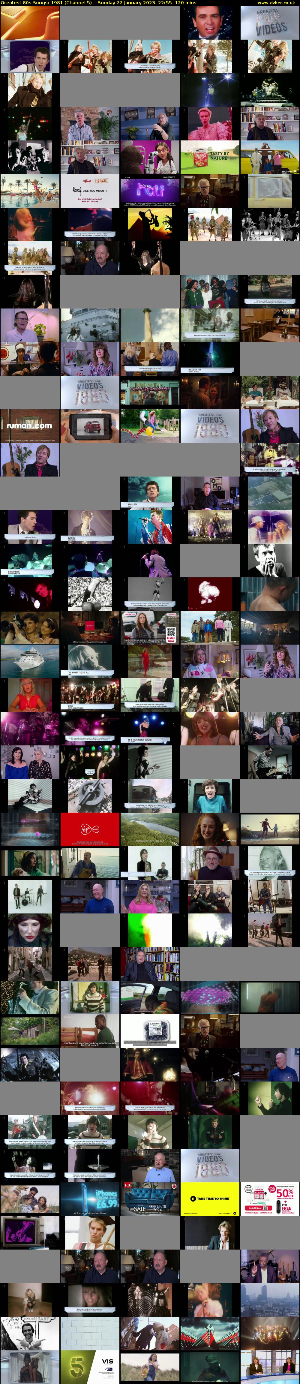 Greatest 80s Songs: 1981 (Channel 5) Sunday 22 January 2023 22:55 - 00:55