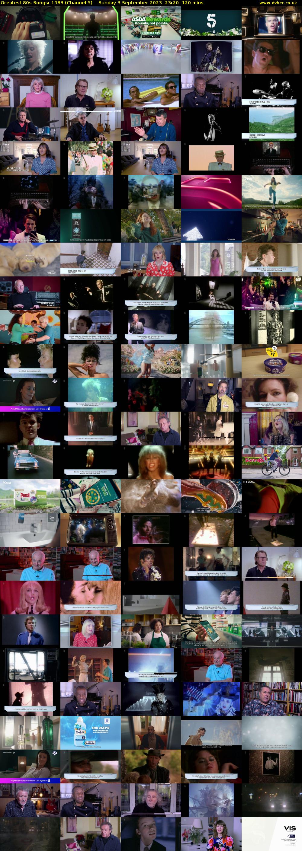 Greatest 80s Songs: 1983 (Channel 5) Sunday 3 September 2023 23:20 - 01:20