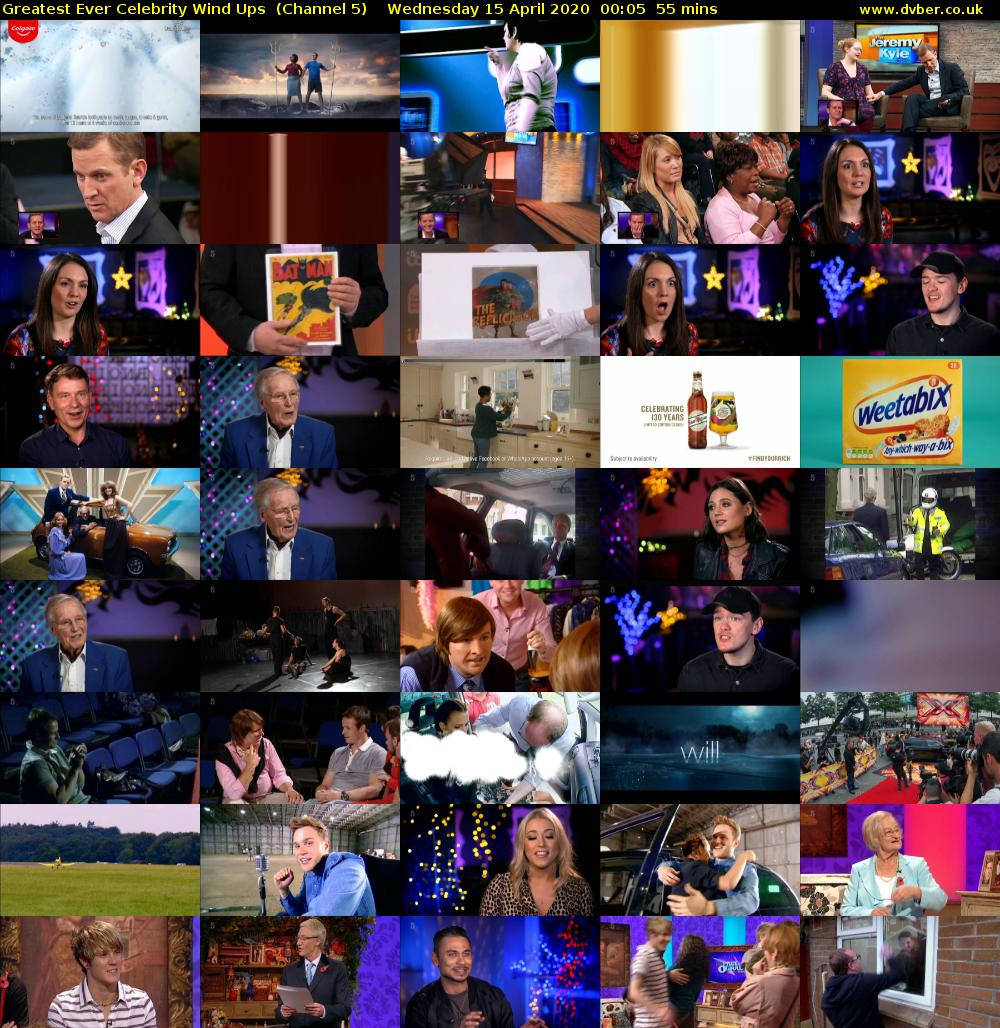 Greatest Ever Celebrity Wind Ups  (Channel 5) Wednesday 15 April 2020 00:05 - 01:00