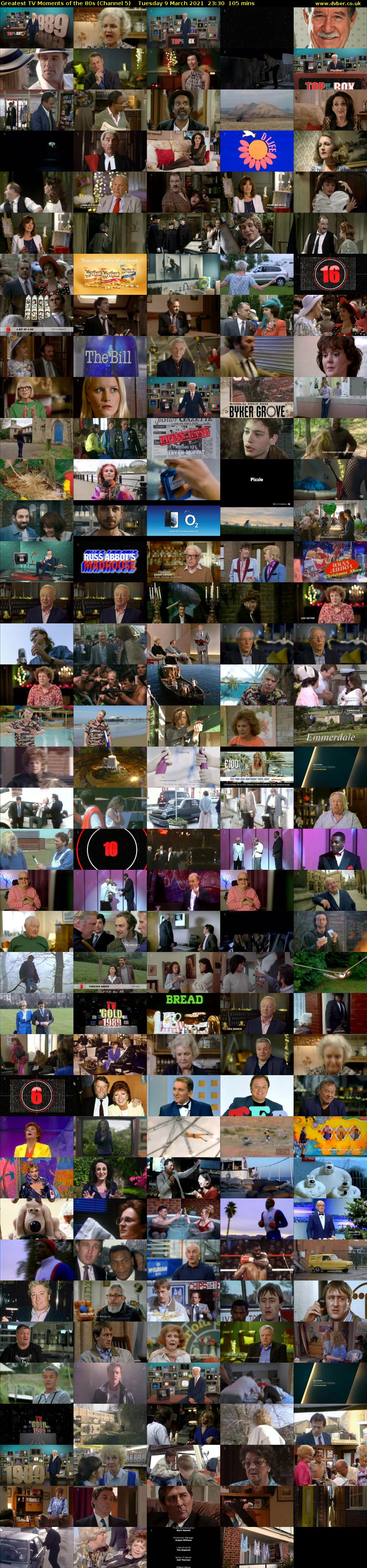 Greatest TV Moments of the 80s (Channel 5) Tuesday 9 March 2021 23:30 - 01:15