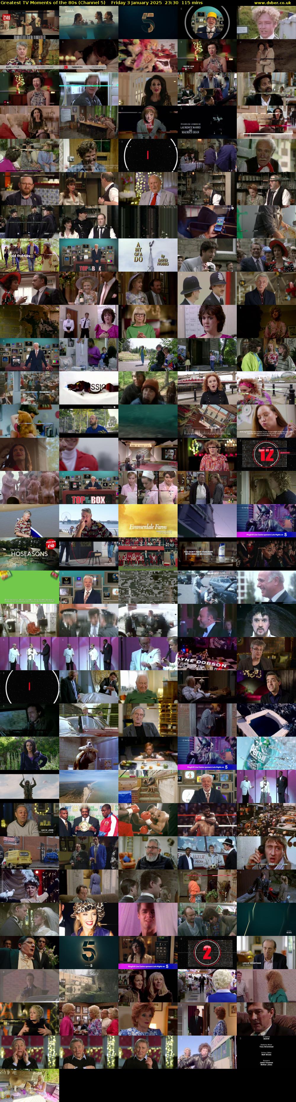 Greatest TV Moments of the 80s (Channel 5) Friday 3 January 2025 23:30 - 01:25