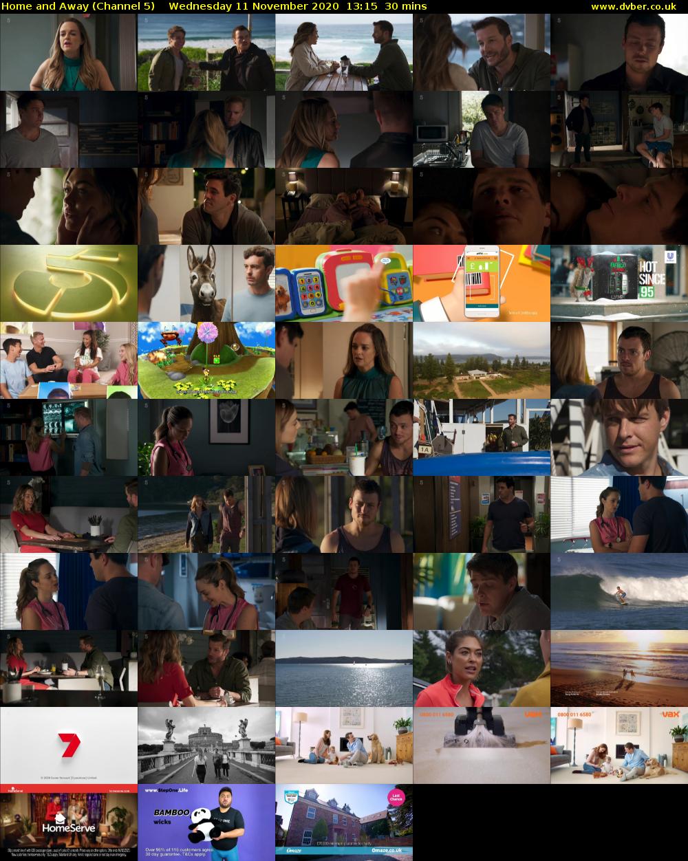 Home and Away (Channel 5) Wednesday 11 November 2020 13:15 - 13:45