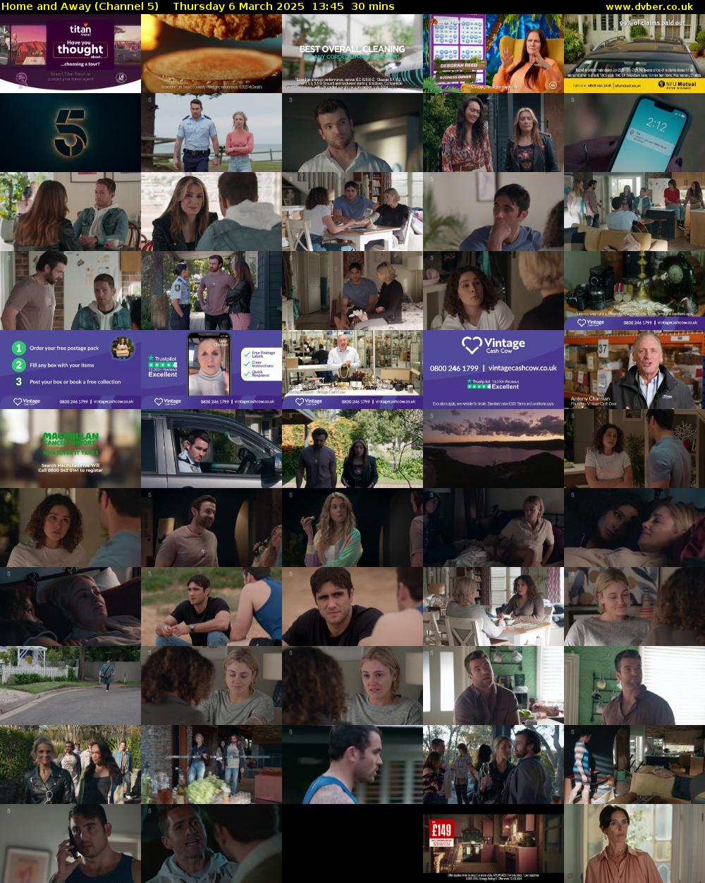 Home and Away (Channel 5) Thursday 6 March 2025 13:45 - 14:15