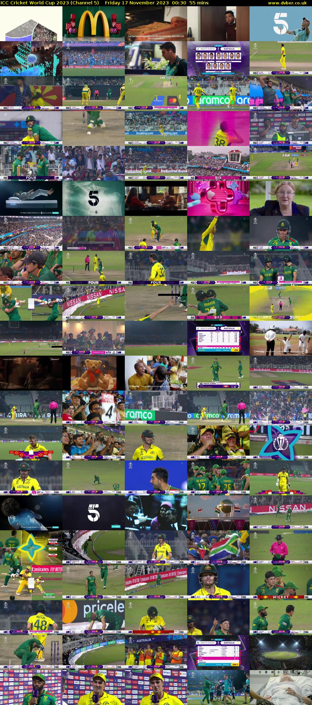 ICC Cricket World Cup 2023 (Channel 5) Friday 17 November 2023 00:30 - 01:25