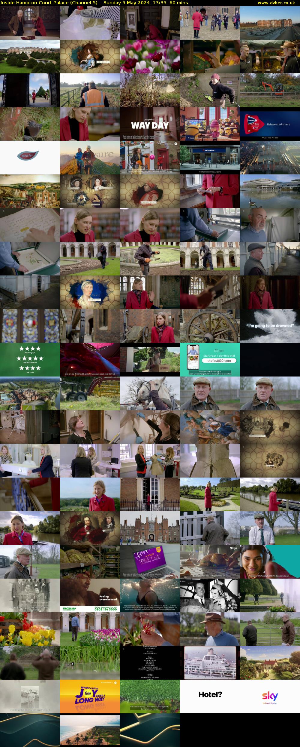 Inside Hampton Court Palace (Channel 5) Sunday 5 May 2024 13:35 - 14:35