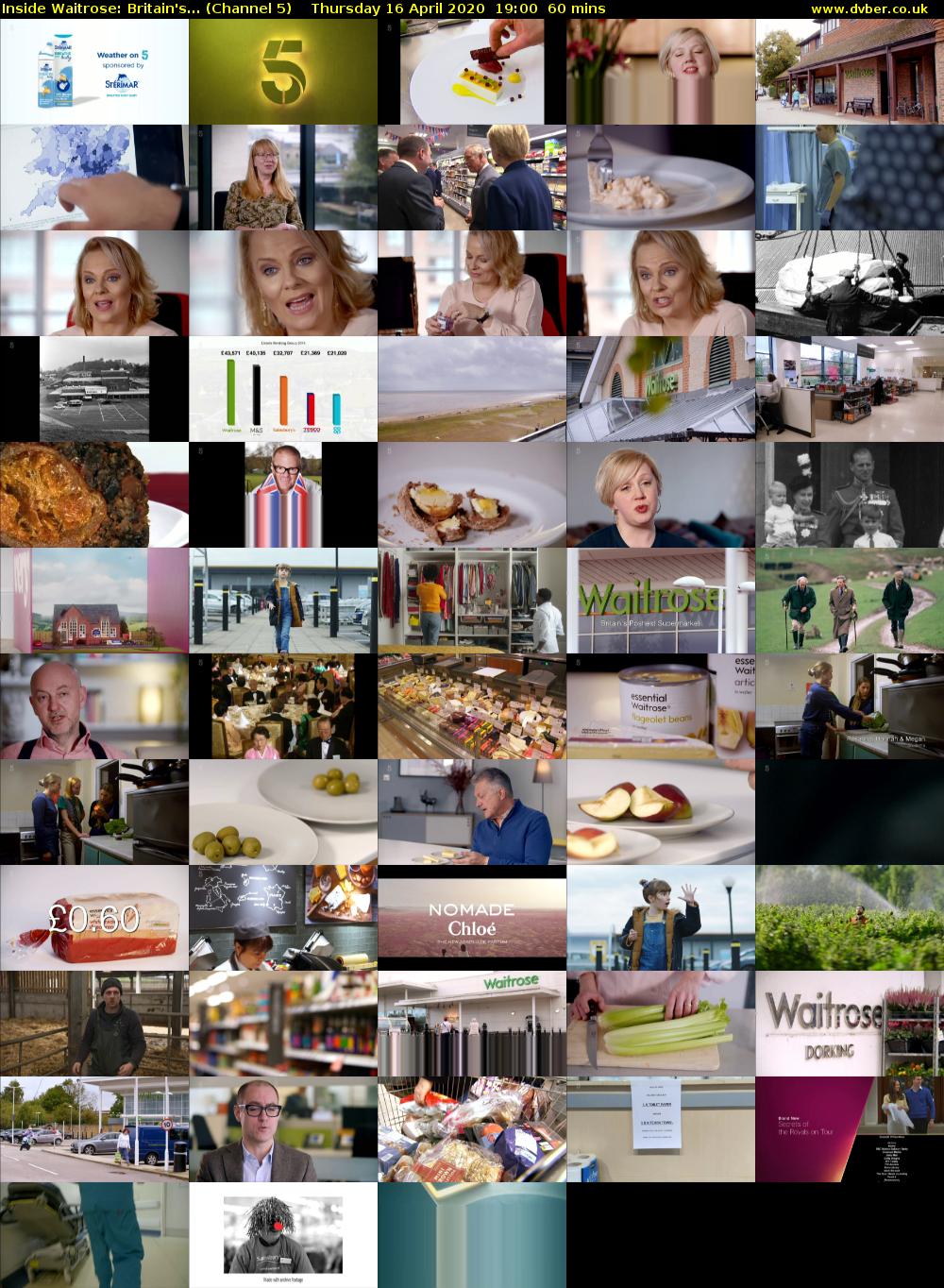 Inside Waitrose: Britain's... (Channel 5) Thursday 16 April 2020 19:00 - 20:00