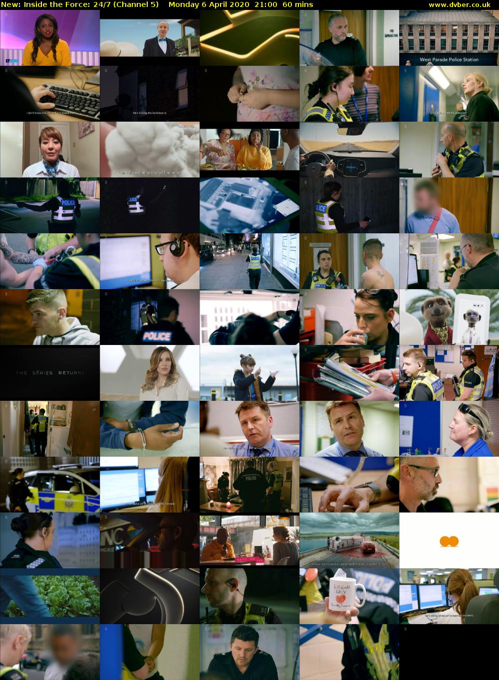 Inside the Force: 24/7 (Channel 5) Monday 6 April 2020 21:00 - 22:00