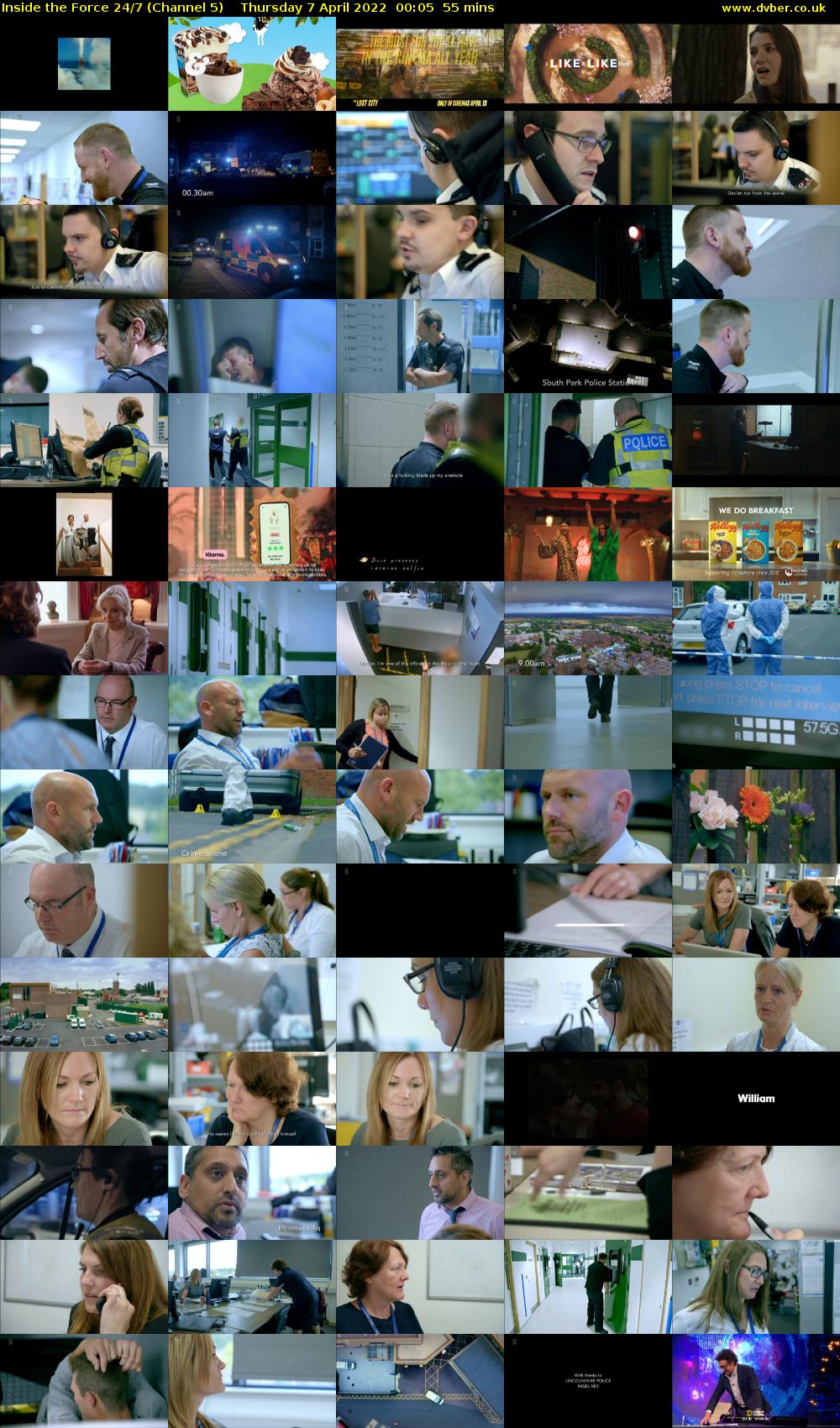 Inside the Force 24/7 (Channel 5) Thursday 7 April 2022 00:05 - 01:00