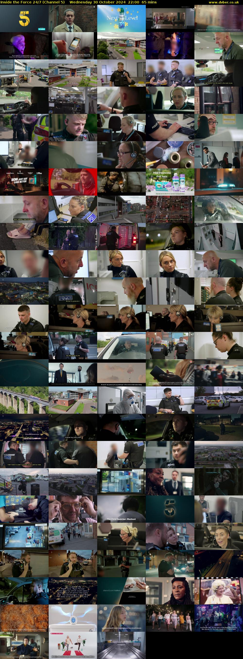 Inside the Force 24/7 (Channel 5) Wednesday 30 October 2024 22:00 - 23:05