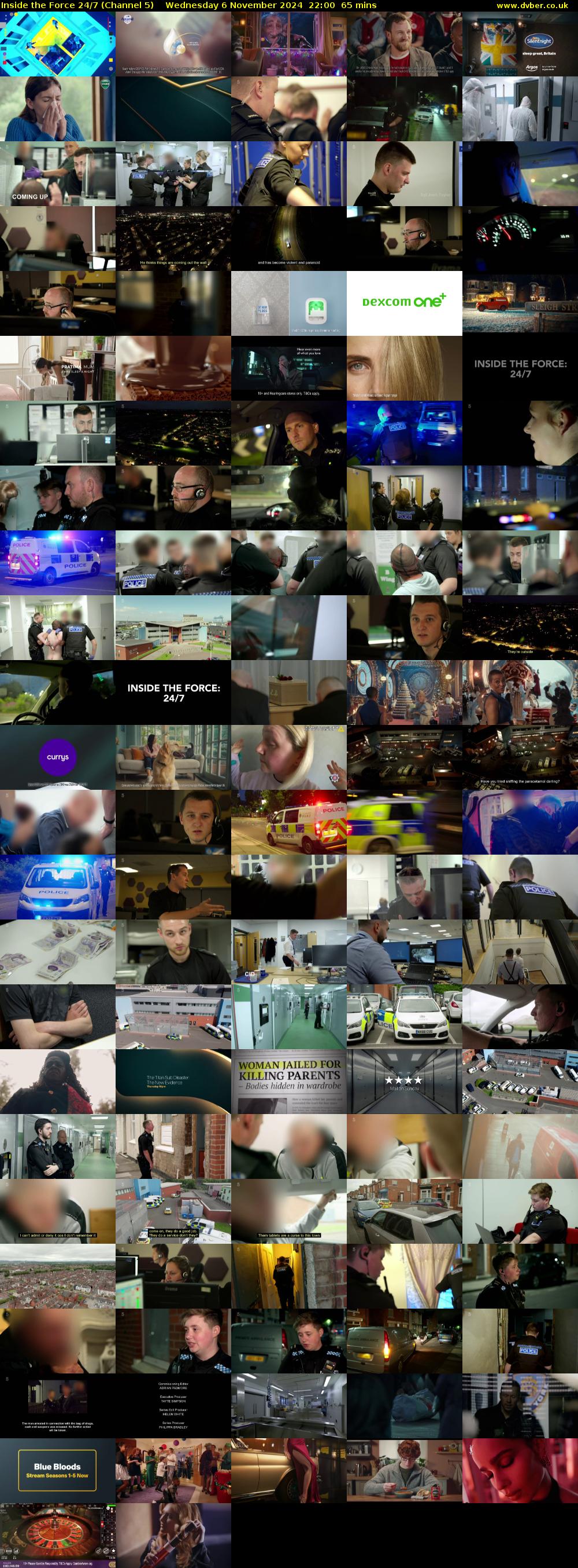 Inside the Force 24/7 (Channel 5) Wednesday 6 November 2024 22:00 - 23:05