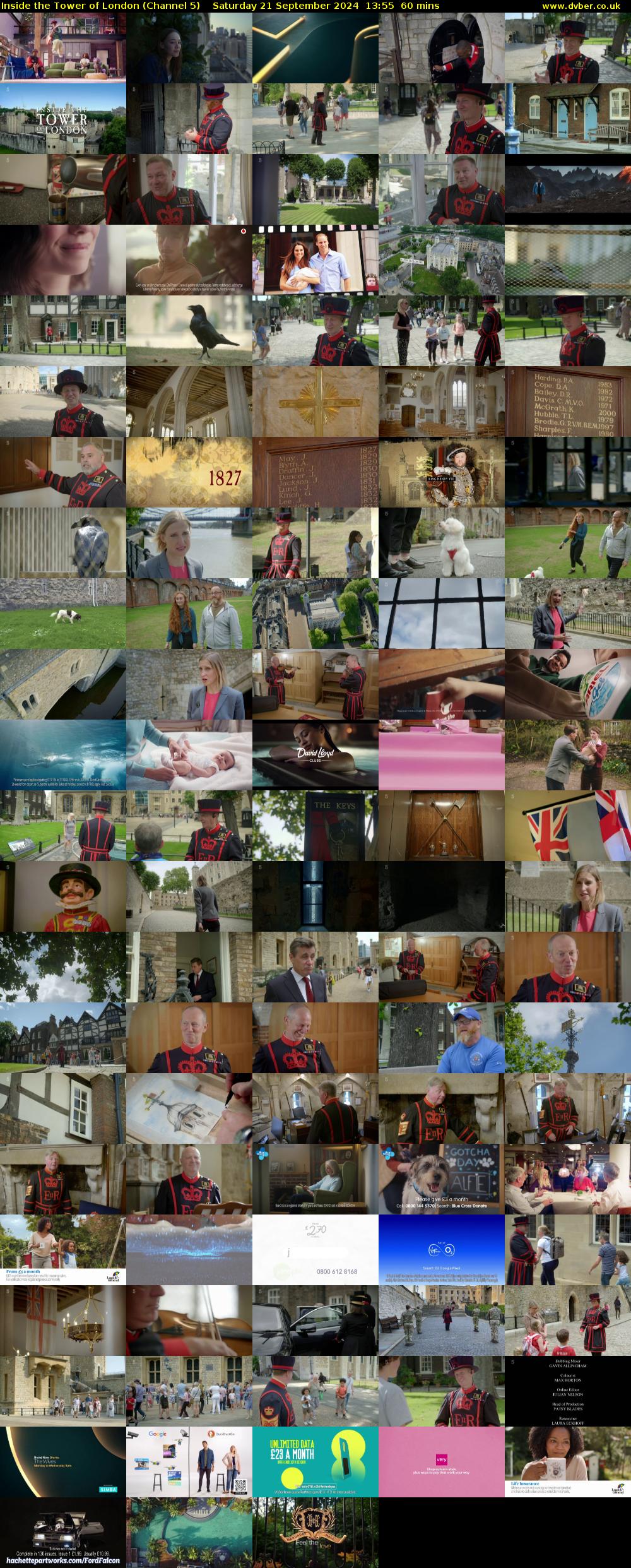 Inside the Tower of London (Channel 5) Saturday 21 September 2024 13:55 - 14:55