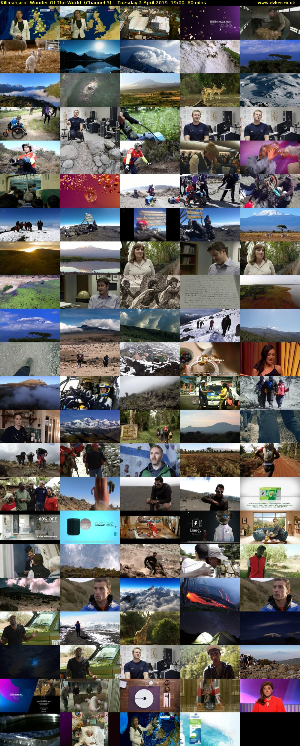 Kilimanjaro: Wonder Of The World  (Channel 5) Tuesday 2 April 2019 19:00 - 20:00