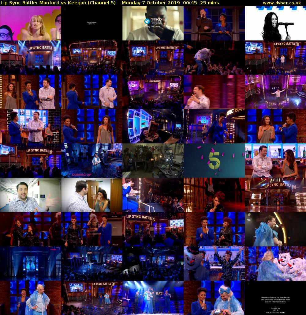 Lip Sync Battle: Manford vs Keegan (Channel 5) Monday 7 October 2019 00:45 - 01:10