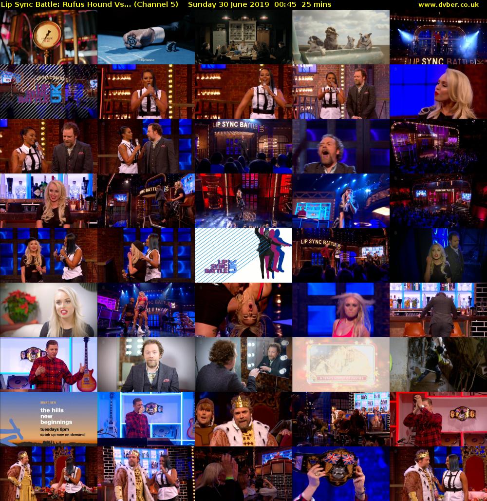 Lip Sync Battle: Rufus Hound Vs... (Channel 5) Sunday 30 June 2019 00:45 - 01:10