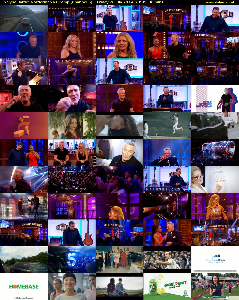 Lip Sync Battle: Vorderman vs Kemp (Channel 5) Friday 26 July 2019 23:35 - 00:05