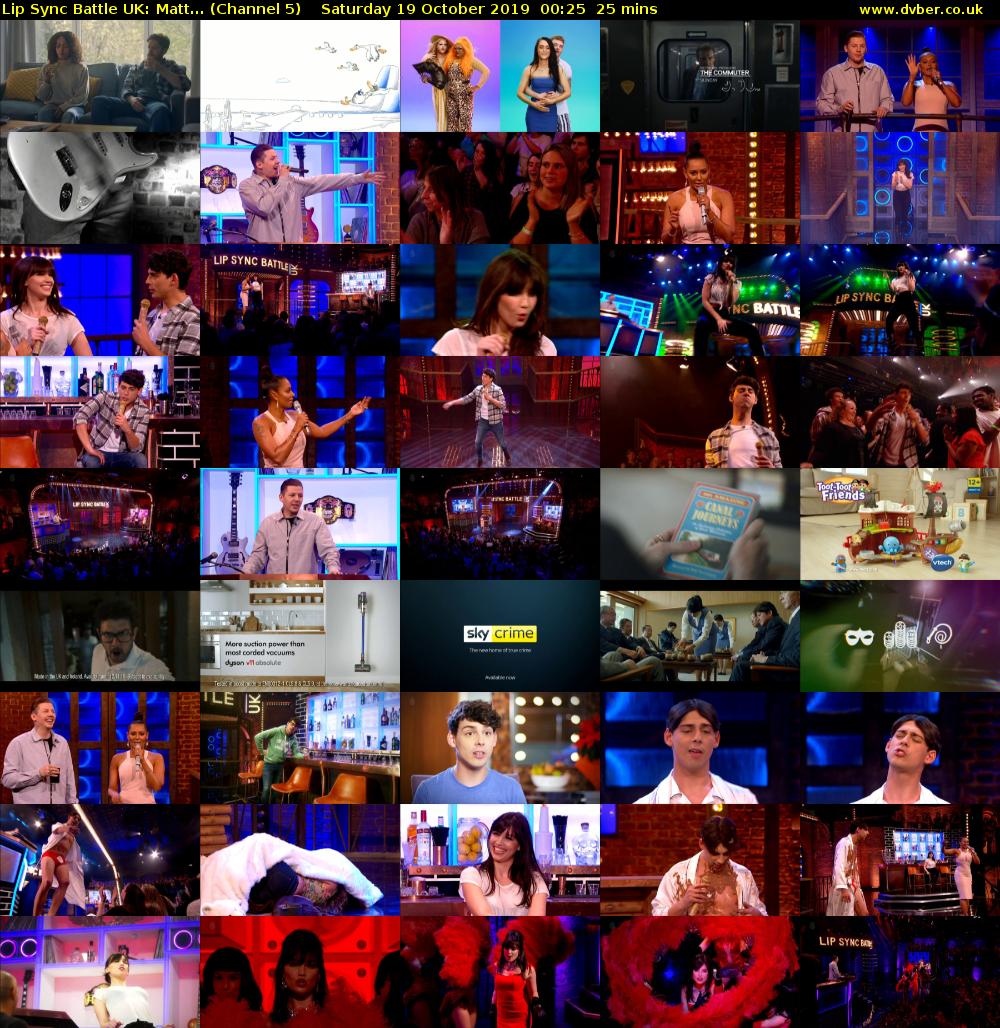 Lip Sync Battle UK: Matt... (Channel 5) Saturday 19 October 2019 00:25 - 00:50